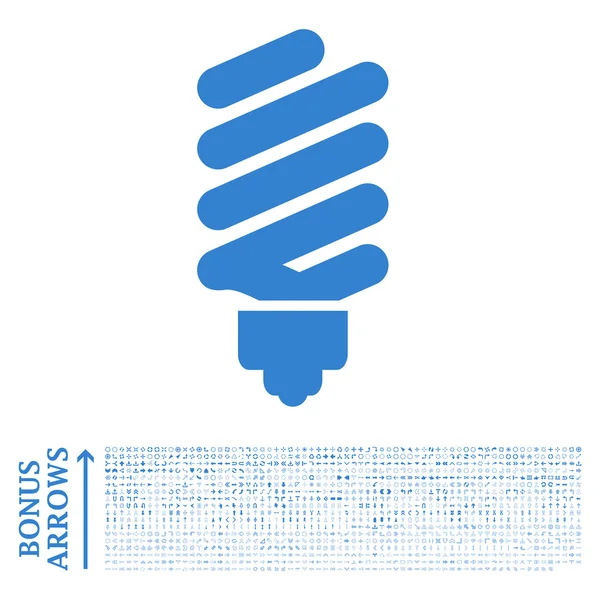 Icône vectorielle plate d'ampoule fluorescente avec le boni — Image vectorielle