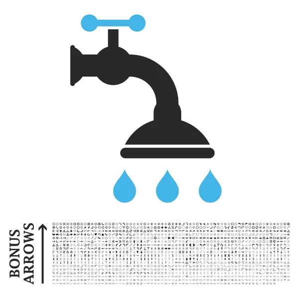 Robinet de douche Icône vectorielle plate avec bonus — Image vectorielle