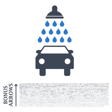 Bonus ile araba duş düz vektör simgesi