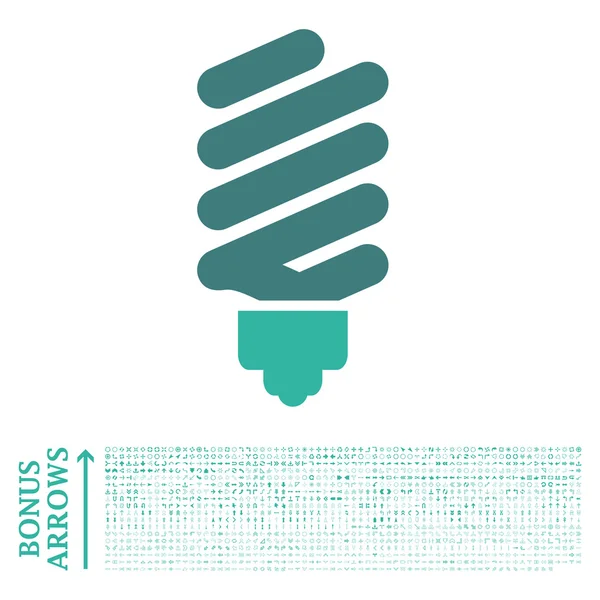 Icône vectorielle plate d'ampoule fluorescente avec le boni — Image vectorielle