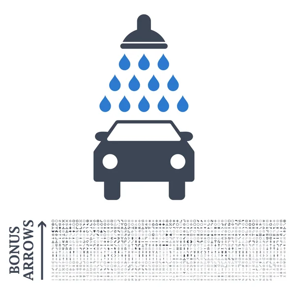 Bonus ile araba duş düz vektör simgesi