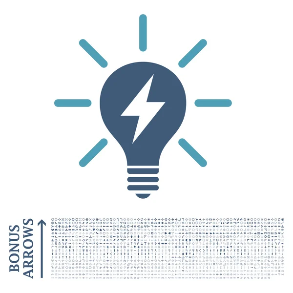Electric Light Bulb platt vektor ikon med Bonus — Stock vektor