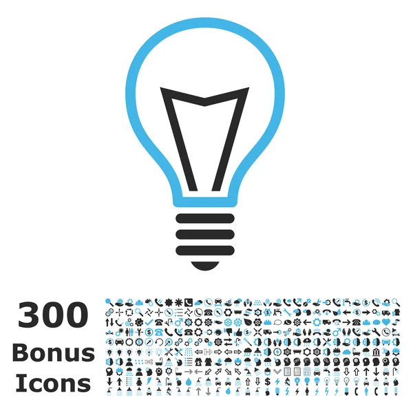 Lampy žárovky ploché vektorové ikony s bonusem — Stockový vektor