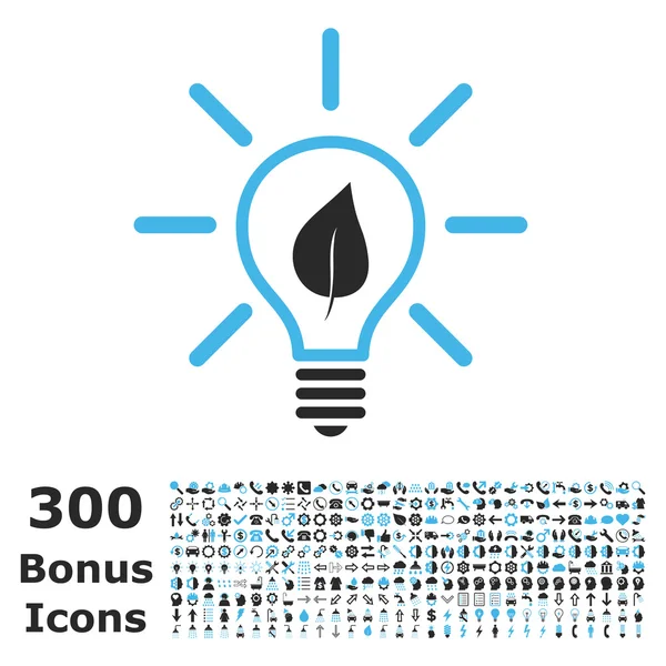 Eco Light Bulb Flat Vector Icon with Bonus — стоковый вектор