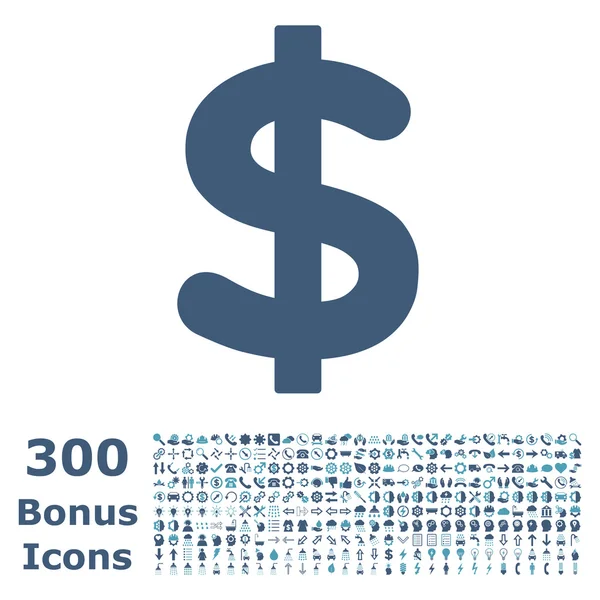 Dollar platte Vector Icon met Bonus — Stockvector