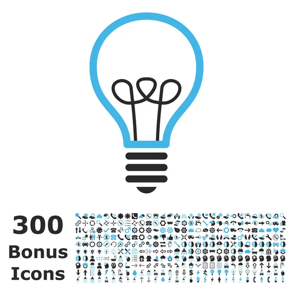 Lamp Bulb Flat Vector Icon with Bonus — стоковый вектор