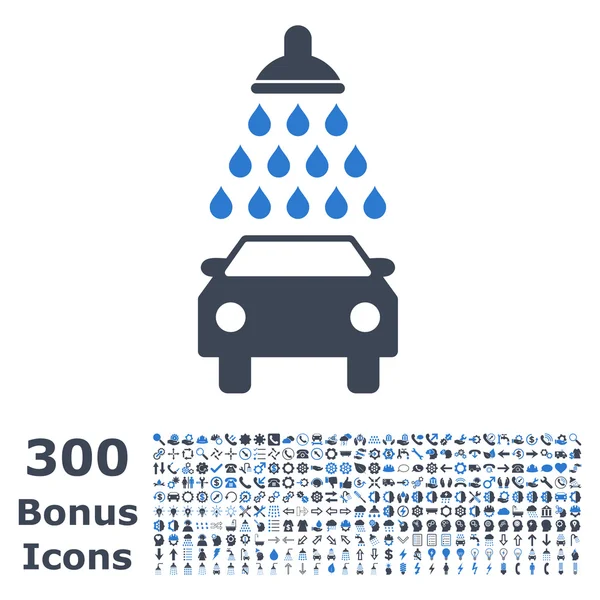Vector plano de ducha de coche icono con bonificación — Vector de stock