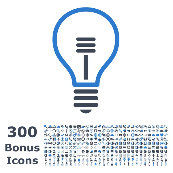 Lamp Bulb Flat Vector Icon with Bonus — стоковый вектор