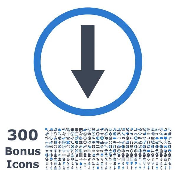 보너스와 함께 둥근된 화살표 평면 벡터 아이콘 다운 — 스톡 벡터