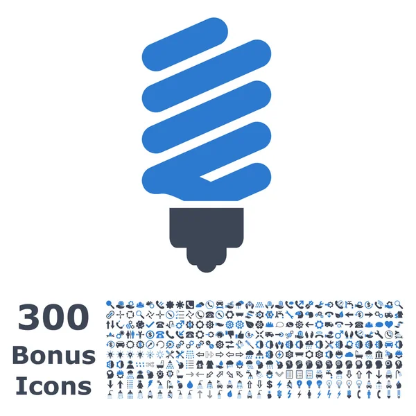 Fluorescent Bulb Flat Vector Icon with Bonus — стоковый вектор