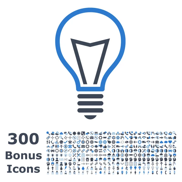 Lamp Bulb Flat Vector Icon with Bonus — стоковый вектор