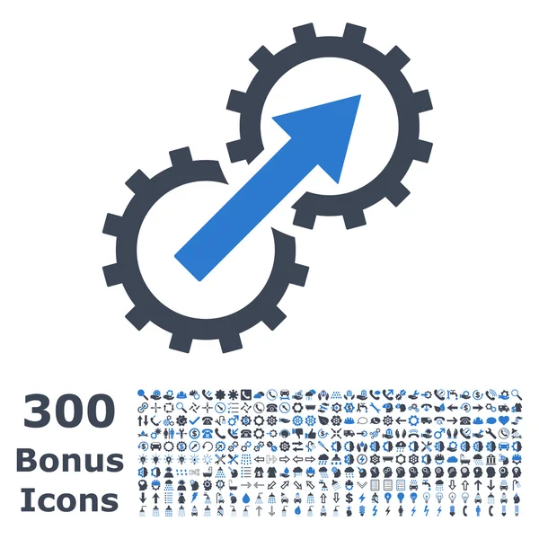 Ícone plano do vetor da integração da engrenagem com bônus — Vetor de Stock