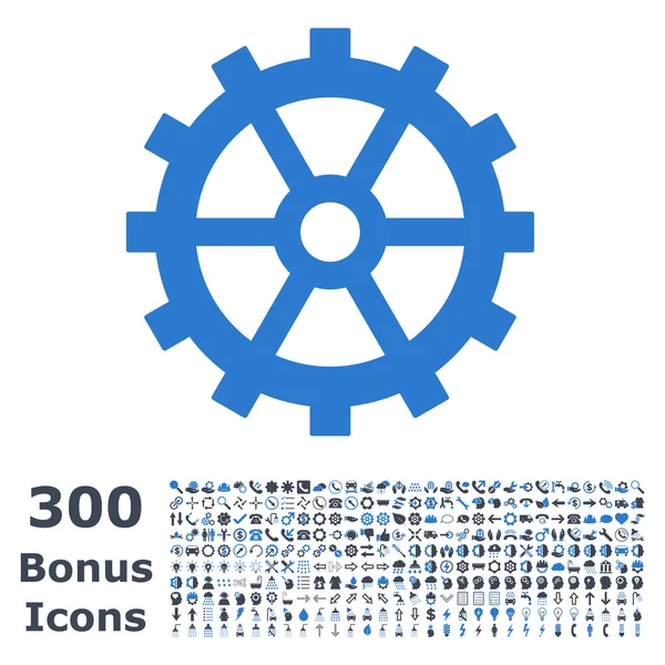 Ícone plano do vetor da engrenagem com bônus —  Vetores de Stock