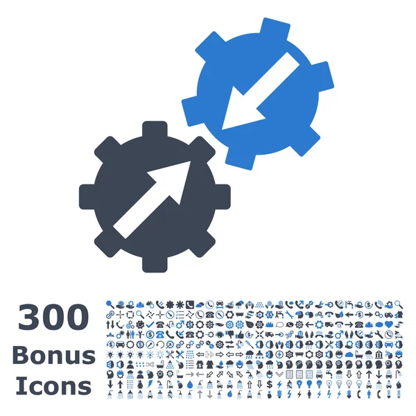 Ícone plano do vetor da integração da engrenagem com bônus —  Vetores de Stock