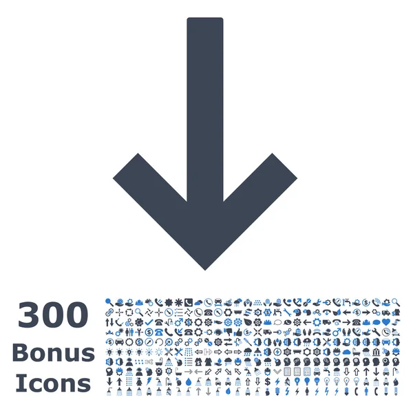 Flèche vers le bas Icône vectorielle plate avec bonus — Image vectorielle