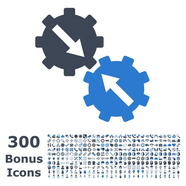 Gear Integration Flat Vector Icon with Bonus — Stock Vector