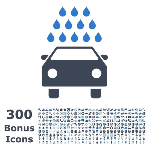 Ícone plano do vetor da lavagem do carro com bônus —  Vetores de Stock