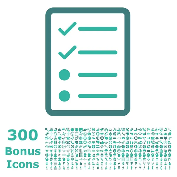 Checklist Page Flat Vector Icon with Bonus — Stock Vector