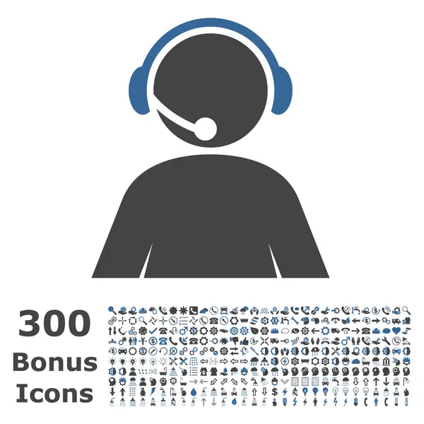Ícone plano do vetor do operador do centro de chamadas com bônus —  Vetores de Stock