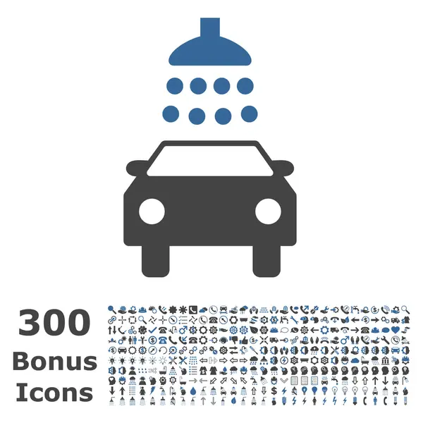 Ícone plano do vetor do chuveiro do carro com bônus —  Vetores de Stock