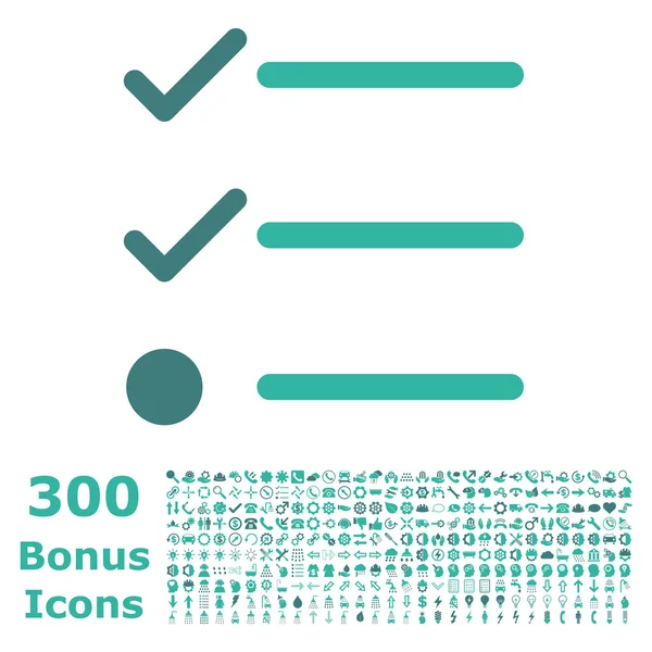 Lista de comprobación Icono de vector plano con bonificación — Vector de stock