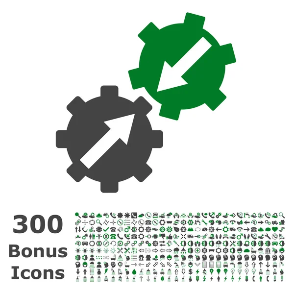 Ícone plano do vetor da integração da engrenagem com bônus —  Vetores de Stock