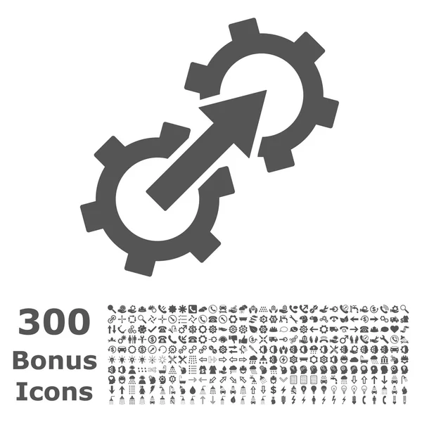 Gear Integration Flat Vector Icon with Bonus — Stock Vector