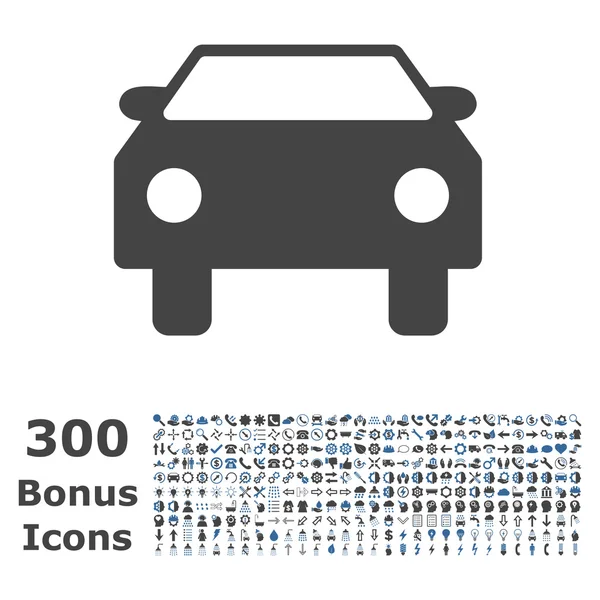 Icono plano del vector del coche con la prima — Vector de stock