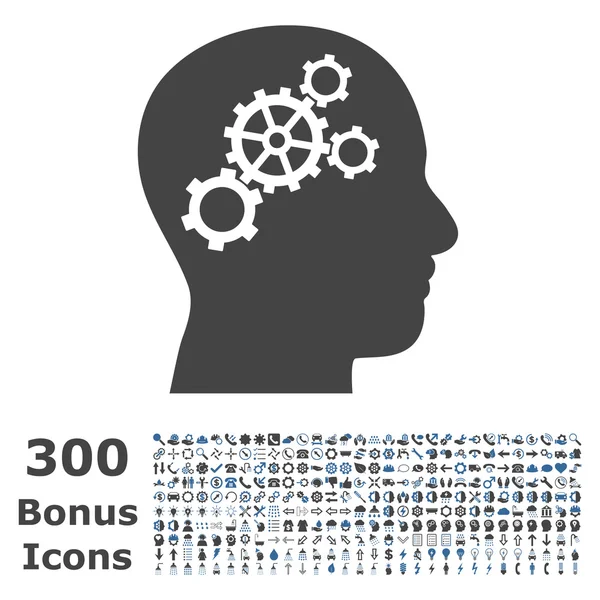 Cerebro engranajes plana Vector icono con bono — Vector de stock