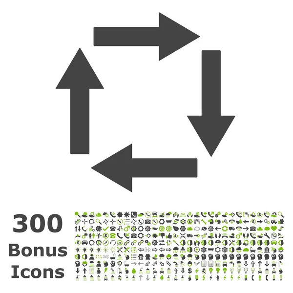 Omsättning pilar platta vektor ikon med Bonus — Stock vektor