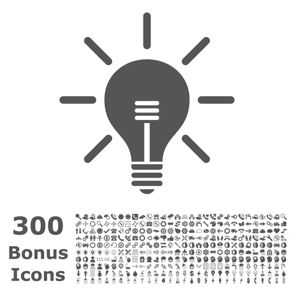 Light Bulb platt vektor ikon med Bonus — Stock vektor