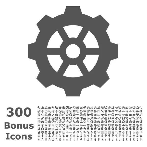 Gear Flat Vector Icon with Bonus — Stock Vector