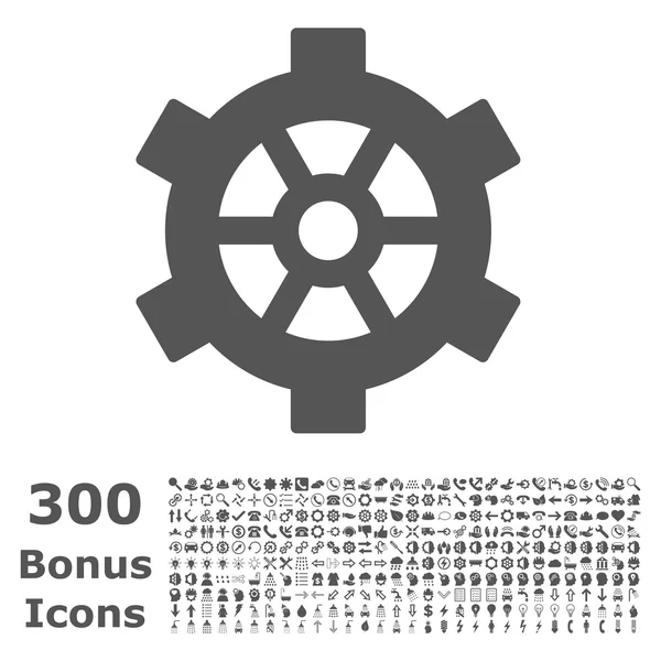 Gear Flat Vector Icon with Bonus — Stock Vector