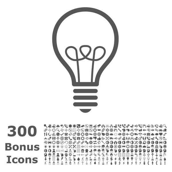 Lampy žárovky ploché vektorové ikony s bonusem — Stockový vektor