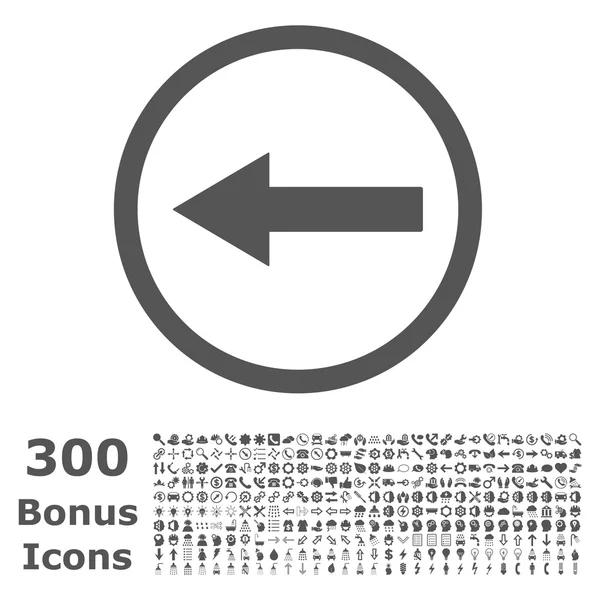 Pijl-links afgeronde platte Vector Icon met Bonus — Stockvector