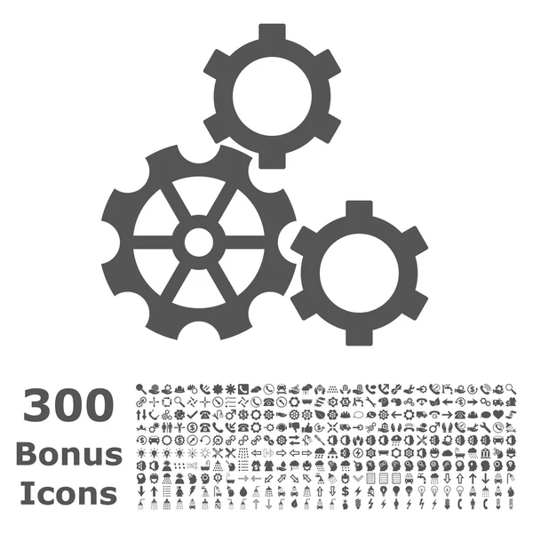 Gears Flat Vector Icon with Bonus — Stock Vector