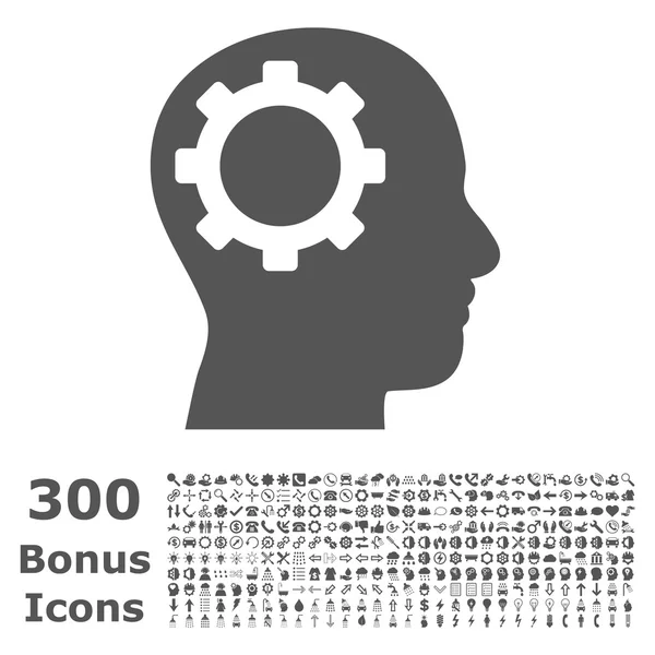 Intellect Gear Flat Vector Icon with Bonus — Stock Vector