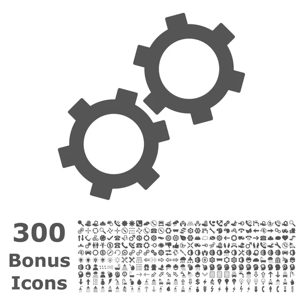 Kugghjul platt vektor ikon med Bonus — Stock vektor