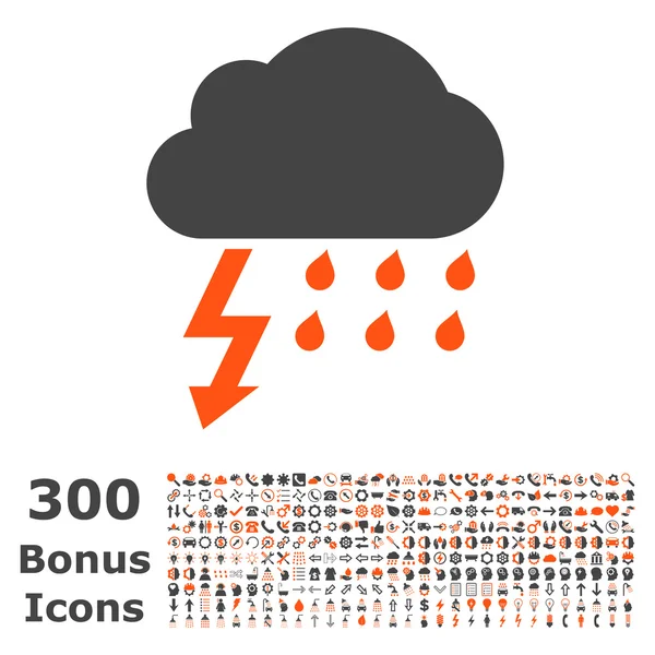 Thunderstorm Flat Vector Icon with Bonus