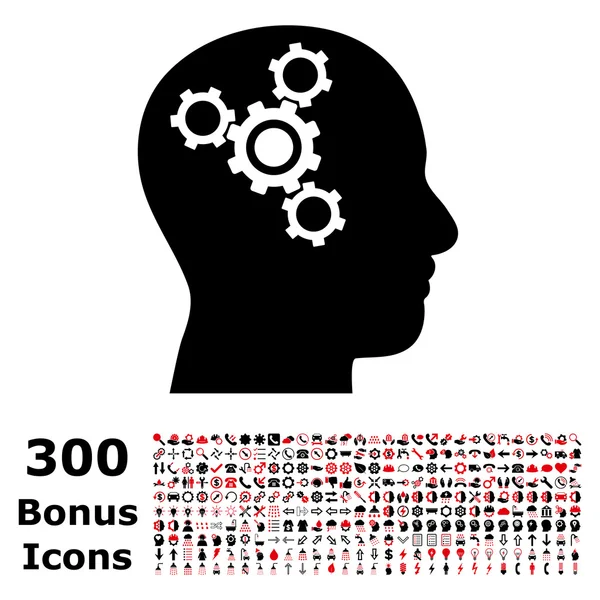 Brain Mechanics Flat Vector Icon with Bonus — стоковый вектор