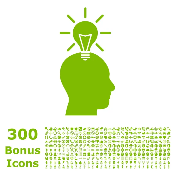 Genius Bulb Flat Vector Icon with Bonus