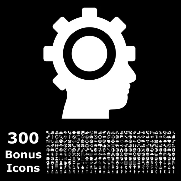 Cyborg Gear platte Vector Icon met Bonus — Stockvector