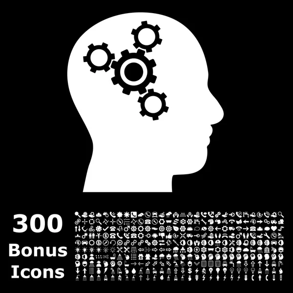 Brain Mechanics Flat Vector Icon with Bonus — стоковый вектор