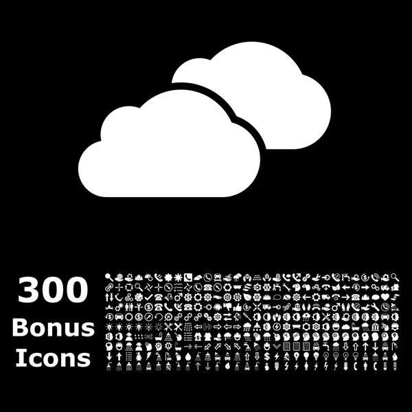 Clouds Flat Vector Icon with Bonus — Stock Vector