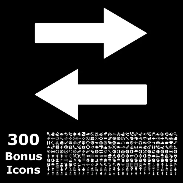 Icône vectorielle plate de flèches de retournement horizontales avec le boni — Image vectorielle