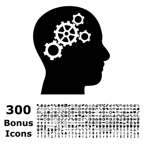 Brain Gears Flat Vector Icon with Bonus — стоковый вектор