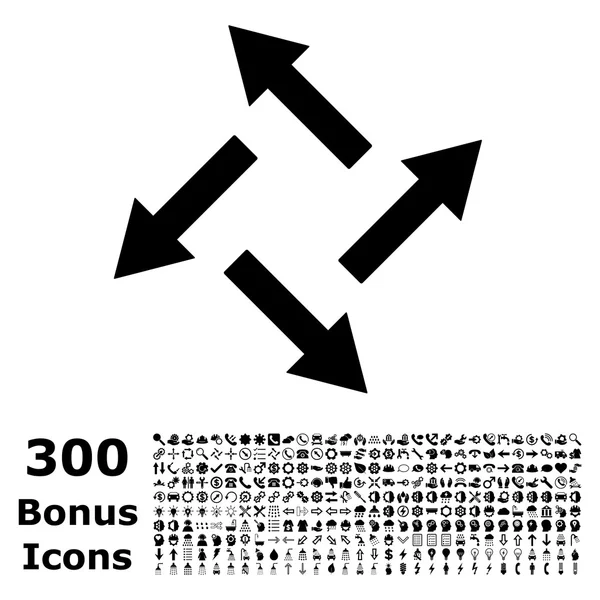 Icône vectorielle plate de flèches centrifuges avec le boni — Image vectorielle