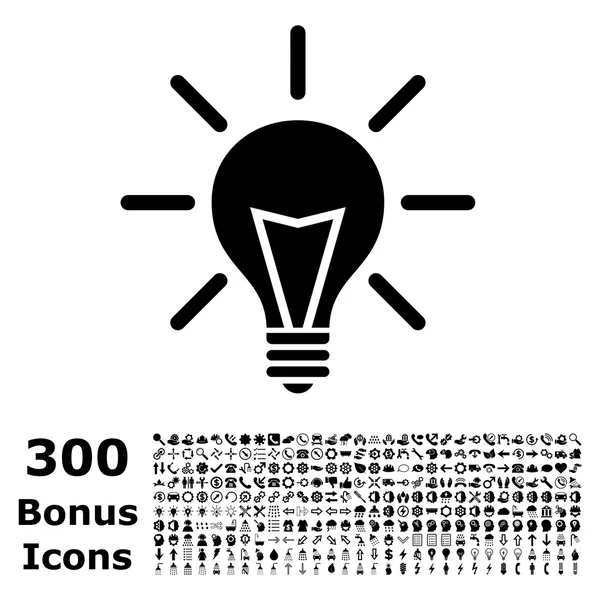 Elektrické osvětlení Flat vektorové ikony s bonusem — Stockový vektor