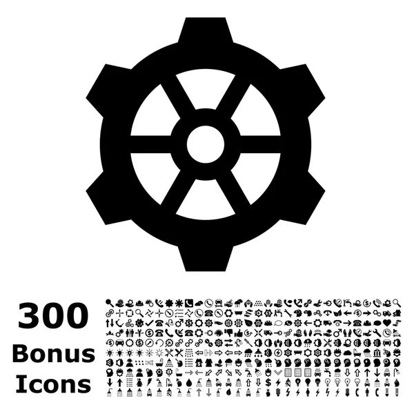 Gear Flat Vector Icon with Bonus — стоковый вектор