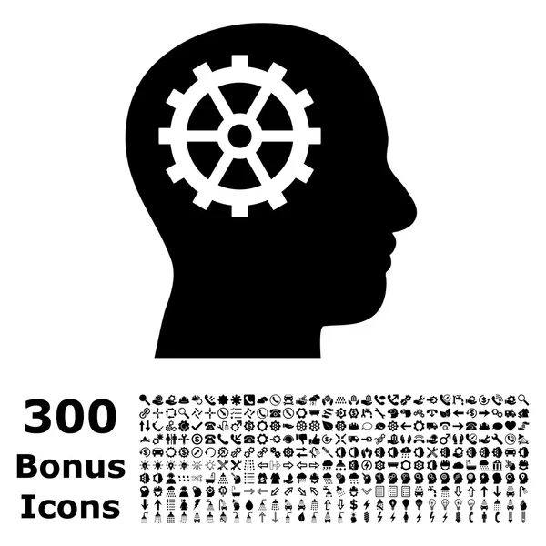 Intellect Flat Vector Icon with Bonus — Stock Vector